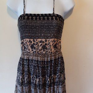 BOHO NAVY FLORAL SPAGHETTI MAXI DRESS